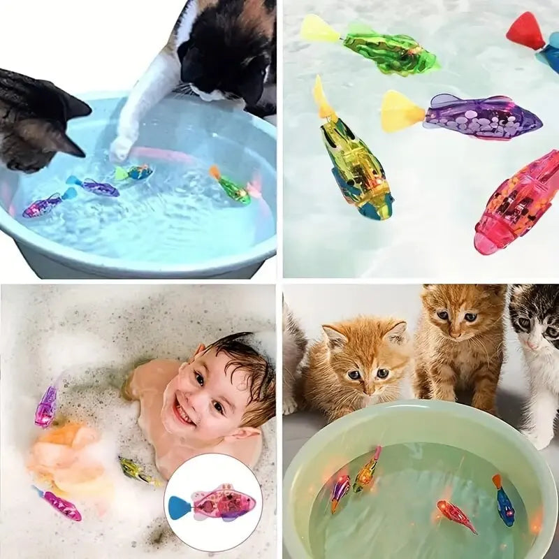 Electric Fish Toy, Summer Bath Toy Pet Cat Toys, Swimming Robot Fish, LED Robot Fish Toy, Funny Cat Fish Toy,  Swimming Robot Fish Bathtub Toys, Birthday Gift for Cat, Toddlers, Boys and Girls - Toyigo