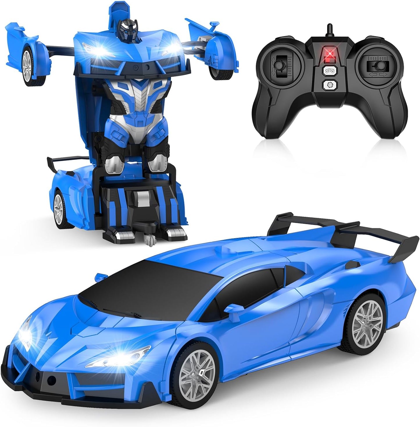 Remote Control Car, Transform Robot RC Cars, Cool LED Headlights, 2.4Ghz Toys Car, 360 Degree Rotation and One-Button Deformation, Christmas Birthday Gifts for Boys Girls - Toyigo