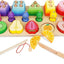 3-in-1 Multifunctional Wooden Toy Set - Fishing, Fruit Cutting, & Geometric Shape Matching for Early Childhood Education