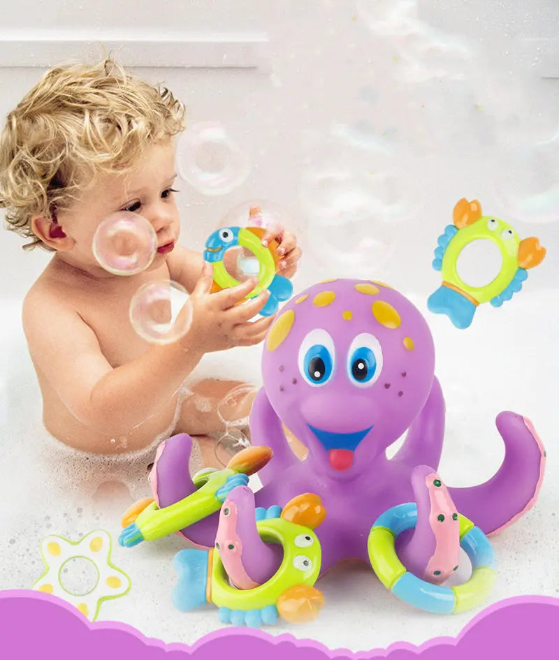 Baby Bath Toy Octopus, Cartoon Animal Octopus For Kid, Crawling Beach Toddler Bathtub, Octopus Rubber Bath Toy, Floating Red Octopus, Swimming Pool Play Water - Toyigo