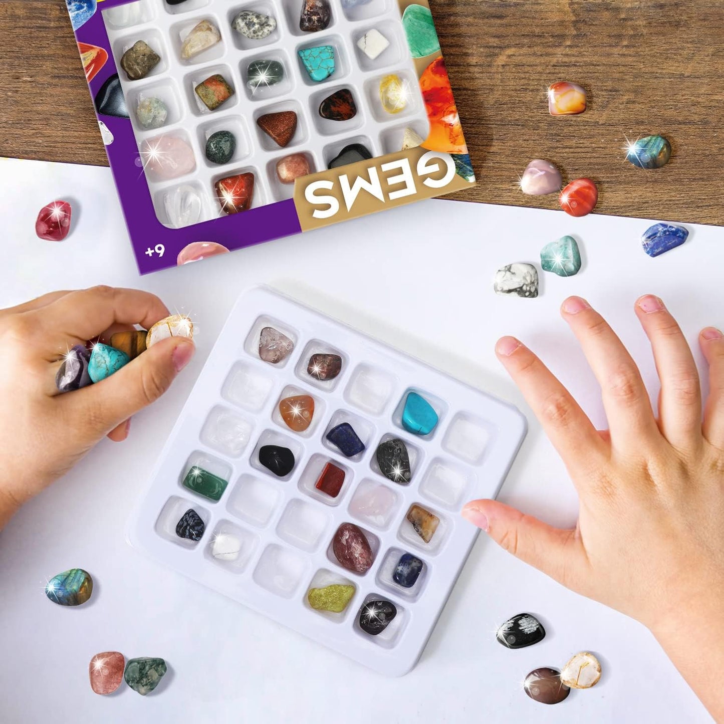 Educational Science Kit, Rock Collection Box for Kids,  25 Unique Gemstones, 36pcs Real Rock & Minerals Collection Geology Gemstone Kit, 48pcs Real Gemstone, Great STEM Gift for Boys & Girls - Toyigo