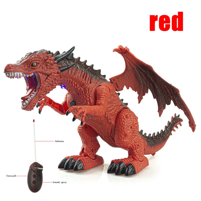 Remote Control Dinosaur, 2.4G RC Electric Walking Spray Dinosaur Simulation Velociraptor Toy With LED Light - Toyigo