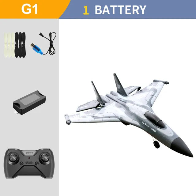 Remote Control Airplane, G1 Drone Glider, 3 Channel RC Aircraft Remote Control Hand Throwing Plane Foam Electric Outdoor Airplane, 6-axis Gyro and 2 Batteries - Toyigo