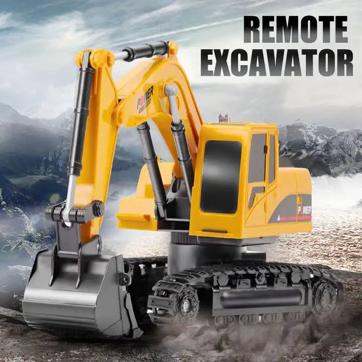 360-Degree 2.4GHz 6-Channel 1:24 Simulated Alloy RC Excavator Truck Toy for Kids