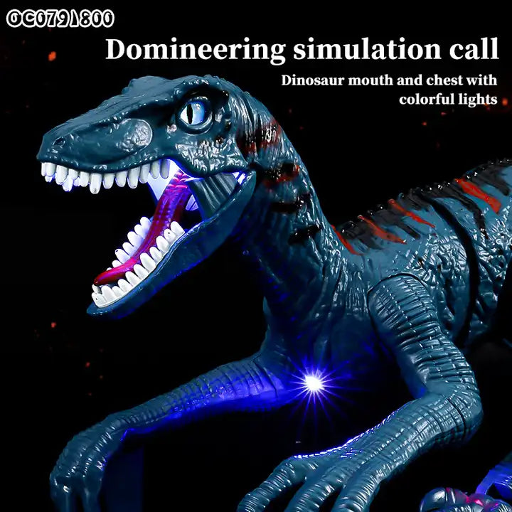 Walking Remote Control Dinosaur Toy - 2.4G Battery Operated RC Animal with Lights and Music for Ages 4+