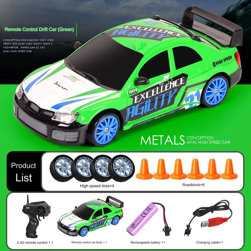 1:24 Scale 2.4G 4WD RC Drift Car – Electric, App-Controlled, Remote Sport Racing Vehicle with LED Lights