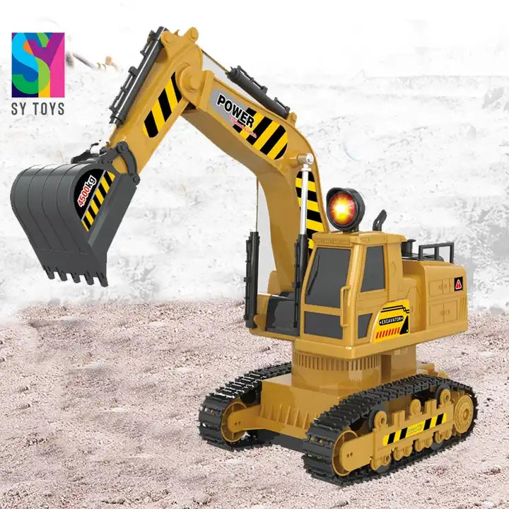 8CH Remote Control Rotating Excavator Truck - Interactive RC Construction Vehicle for Kids