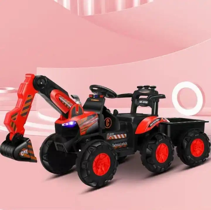 12V Kids Ride-On Excavator Tractor - Realistic Electric Digger Toy for Outdoor Play