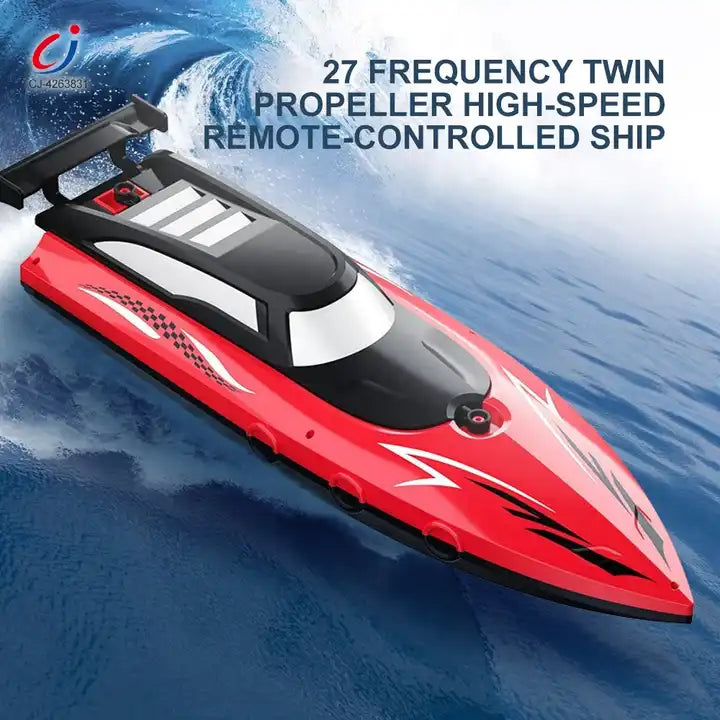 High-Quality Waterproof RC Boat - 27MHz Remote Control Twin Propeller for Kids