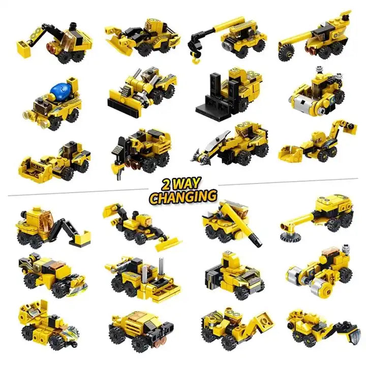 Flytec DIY Building Blocks 12 in 1 Transform Robot Toy – Engineering Truck Excavator Citizen Transform Robot