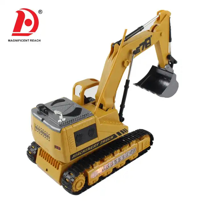 HUADA 5-Channel Kids RC Alloy Metal Construction Toy Excavator Car