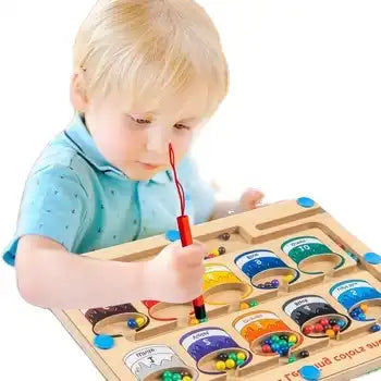 Magnetic Color Classification Number Maze | Montessori Wooden Toy for Learning Counting and Fine Motor Skills