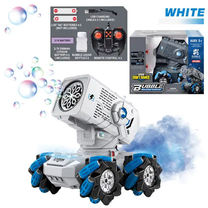 Bubble Spray Stunt RC Tank Toy - Remote Control Drift Truck with Bubble Blower for Kids