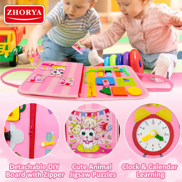 Zhorya Busy Board ? Certified Autism Sensory Toy Bag Design | Montessori Activity Board for Toddlers