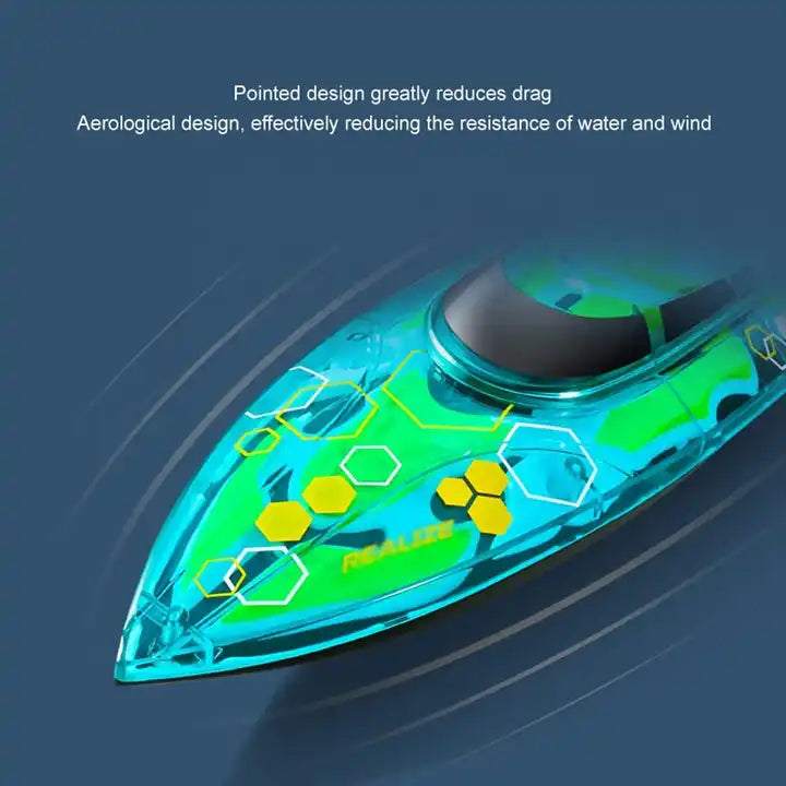 2.4GHz Electric High-Speed Racing Boat - RC Speedboat with Transparent Cover and LCD Power Level Display