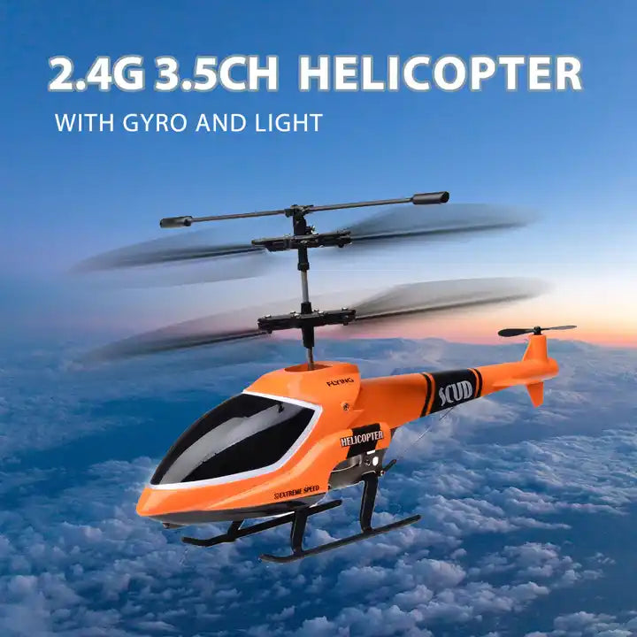 High-performance RC helicopter in flight; keywords: RC helicopters for beginners, best RC helicopters 2024, remote control helicopters with camera, electric RC helicopters, nitro RC helicopters