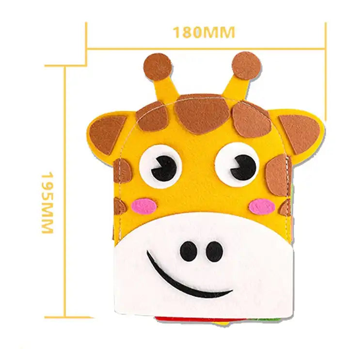 Early Educational Cartoon Giraffe Cloth Quiet Book – Montessori Sensory Learning Board, Cognitive & Activity Felt Busy Baby Book for Toddlers, Ages 1-4