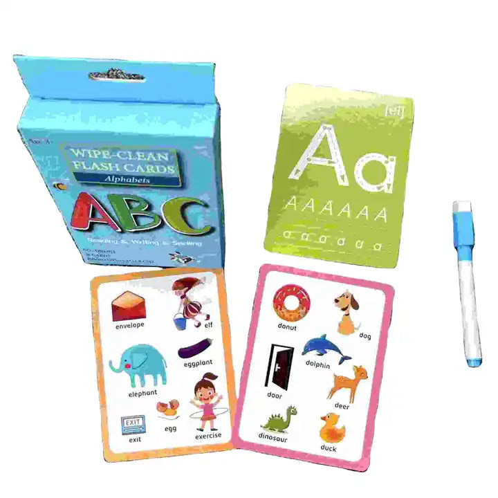 Wipe-Clean Alphabet Flash Cards - Learning Toy for Preschool Toddler Flashcards - 36 Picture Cards