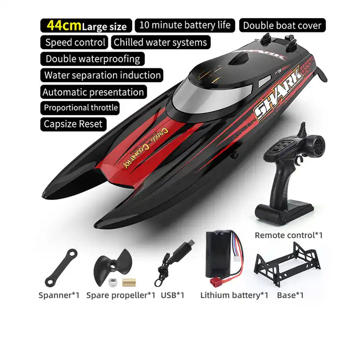 2.4GHz RTR Remote Control Boat Toy - Waterproof High-Speed RC Racing Yacht