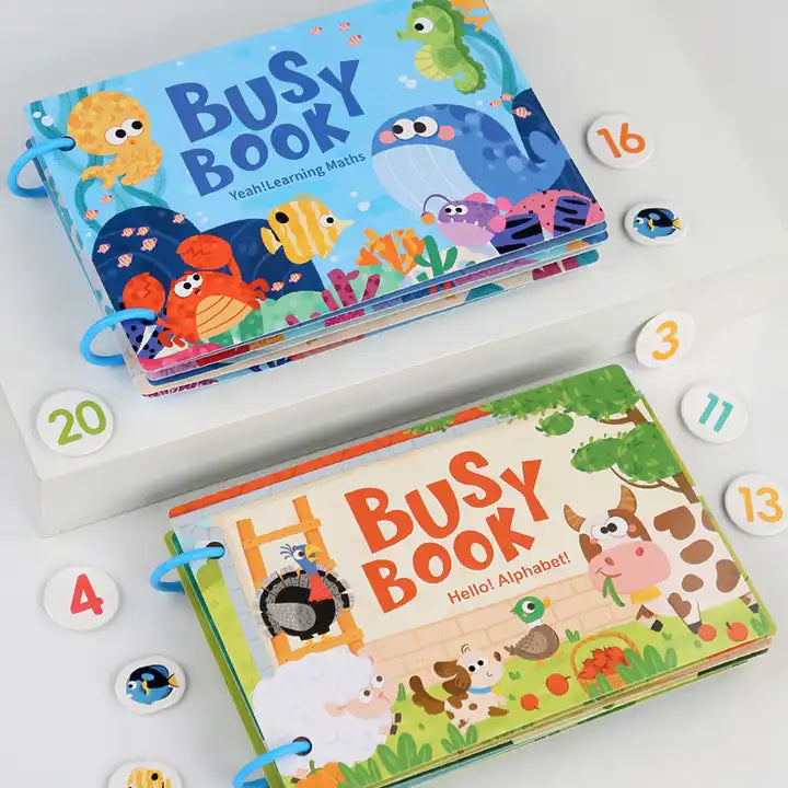 Baby Quiet Book – Paper Early Education Preschool Enlightenment Busy Book, Farm & Ocean Theme Child Puzzles