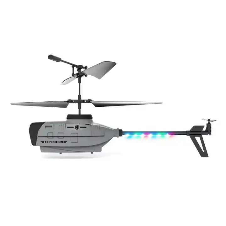 High-performance RC helicopter in flight; keywords: RC helicopters for beginners, best RC helicopters 2024, remote control helicopters with camera, electric RC helicopters, nitro RC helicopters