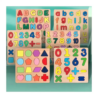 Wooden Alphabet and Number 3D Learning Puzzle | DIY Montessori Early Educational Activity Board Games | Toys for Kids