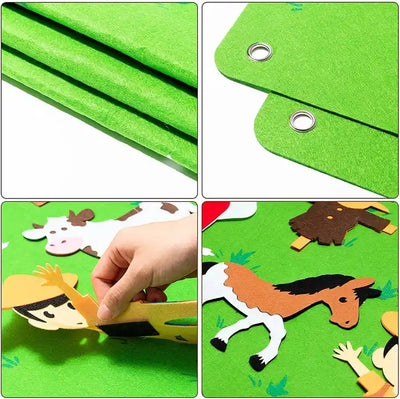 Educational Farmhouse Barnyard Activity Toy | Montessori Felt Flannel Storyboard for Kids