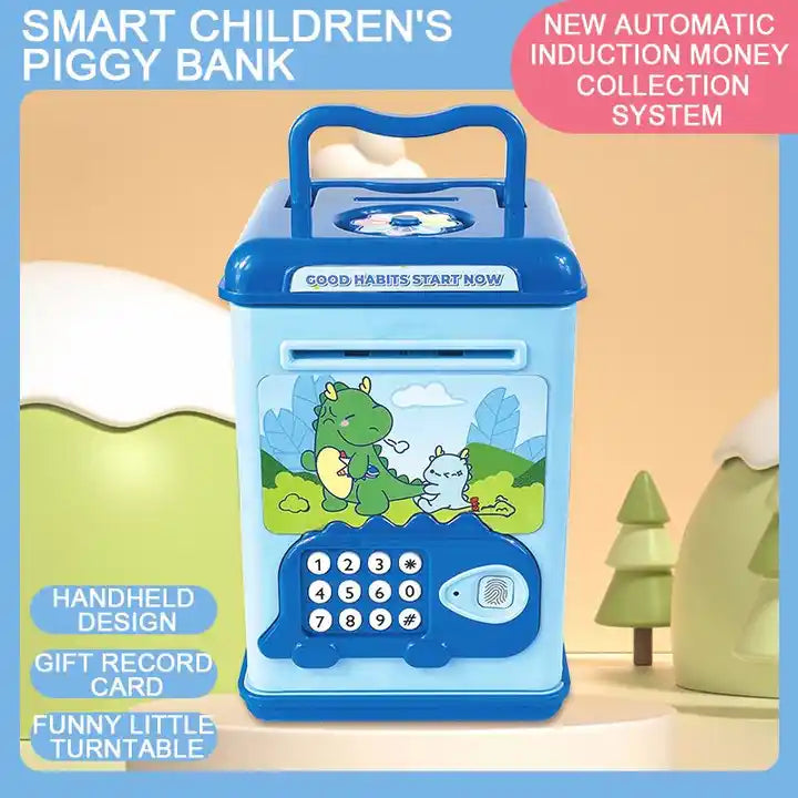 Smart Piggy Bank with Free DIY Stickers | Fingerprint Unlock Electronic Savings Pot