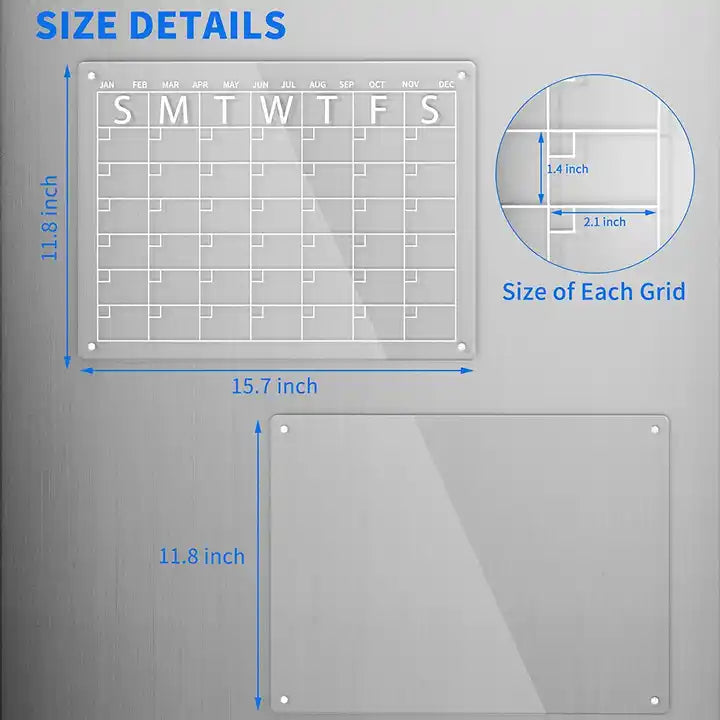 Acrylic Magnetic Calendar for Fridge Weekly Magnetic Calendar for Kids Acrylic Calendar