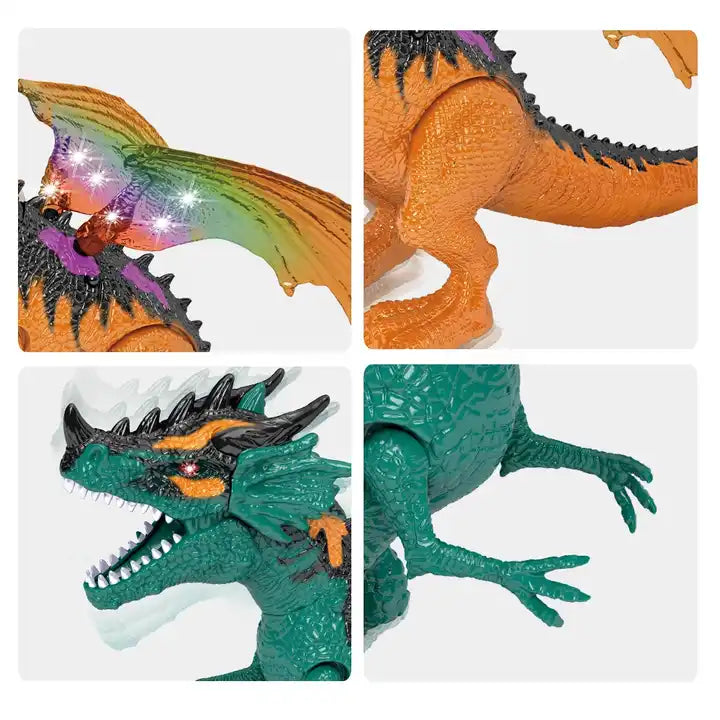 RC Flying Dragon Toy - 2.4GHz Remote Control Dinosaur with Realistic Sound, Walking Function, and Spray Feature for Kids Ages 6-12 Years