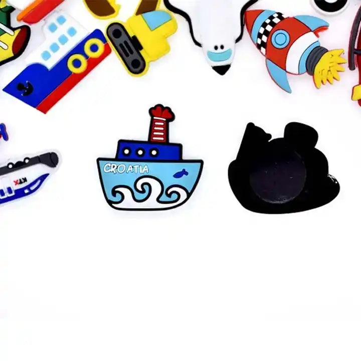 PVC Refrigerator Magnets Car Ship Logo Soft Rubber Cute Cartoon for Kids Gifts