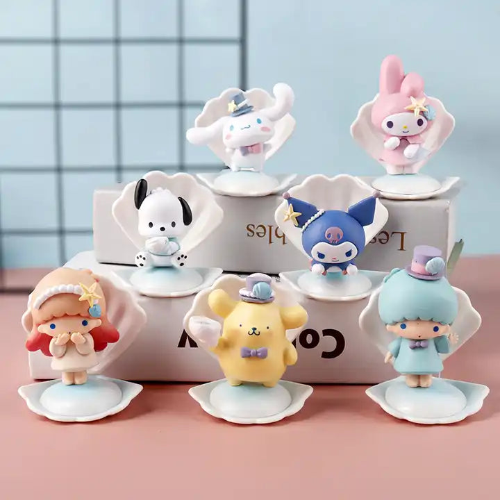 Kawaii Claw Machine Sanrios Blind Box Kuromi Cinnamoroll Melody Anime Figures Mystery Surprise Box Sea Holiday Series Toys Gifts