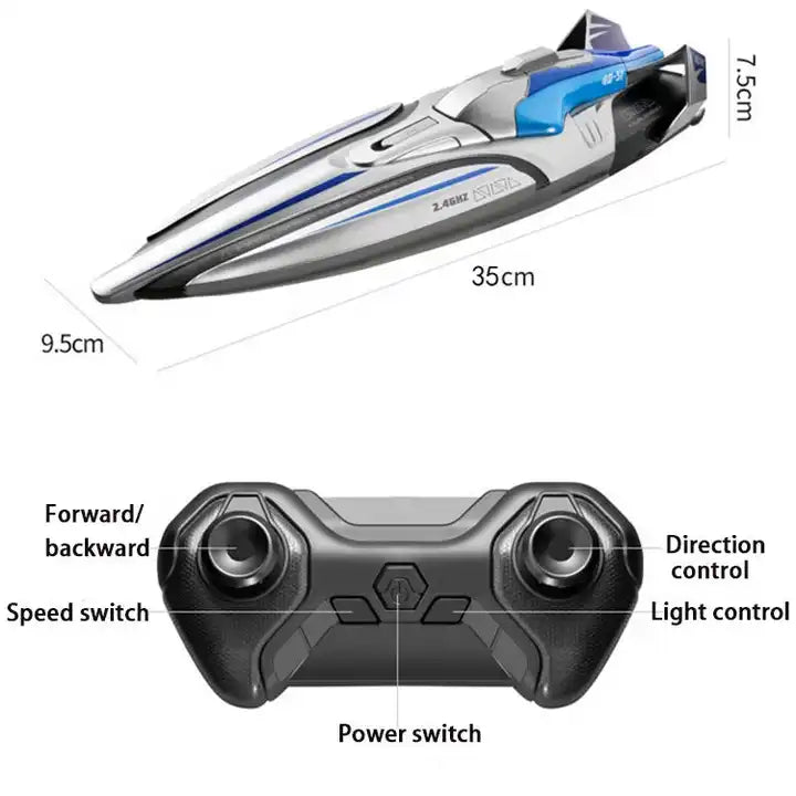 2.4GHz High-Speed RC Speedboat with Dual Motors - 30km/h Racing Remote Control Boat for Long-Range Water Adventures