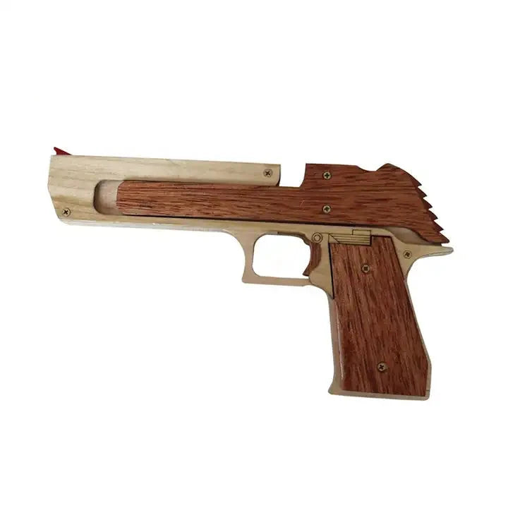 CNC-Made Wooden Toy Hand Gun ? Rubber Band Shooter for Kids | Safe and Fun Outdoor Play