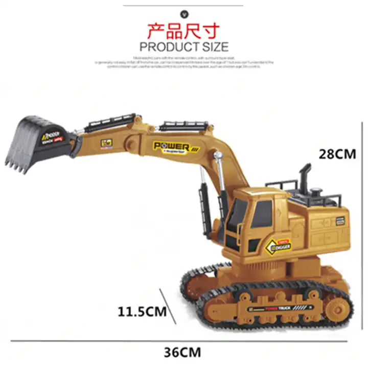 Kids 2.4G 1/20 Scale Simulation Die-cast Construction Vehicle - Remote Control Mini Excavator