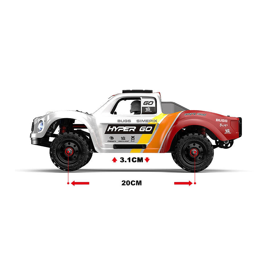 MJX 14211 1/14 4CH 2.4G Brushless 70km/h RC Truck Alloy Metal Chassis - Short Course Rally Car, Red