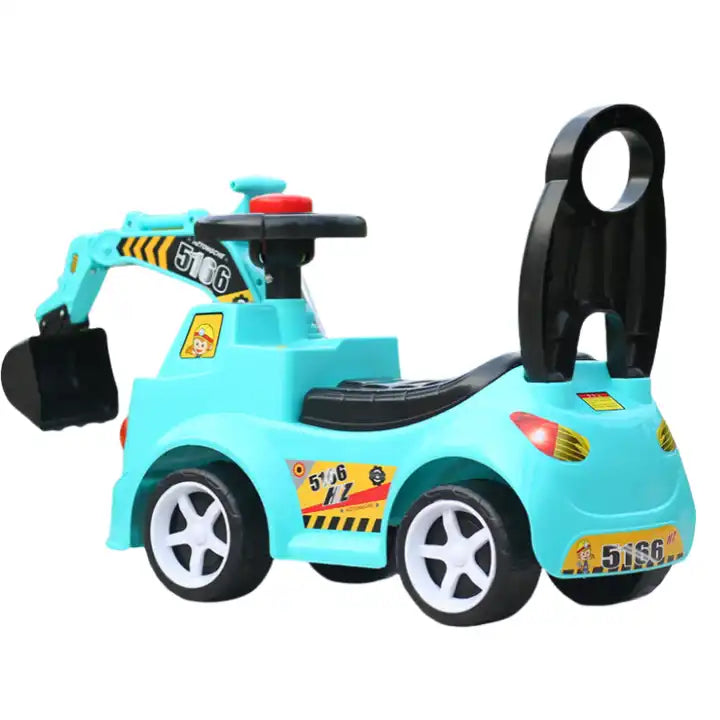 2-in-1 Cheap Plastic Ride-On Excavator Digger for Toddlers - Pedal-Free Mini Sliding Tractor with Music