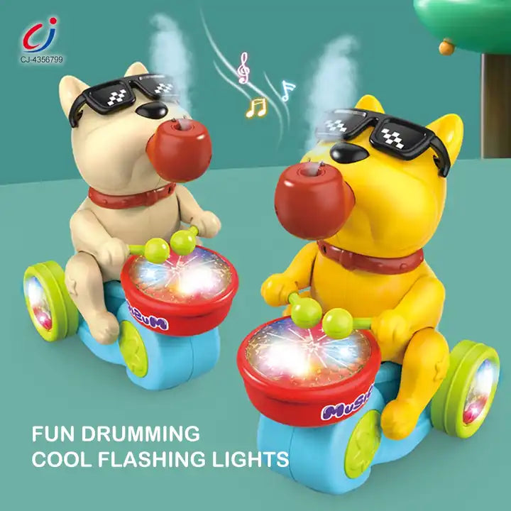 Gift Baby Boy Music Toy Universal Light Music Spray Dancing Musician Play Drum Electronic Pet Dog Toy | Fun & Interactive Musical Companion