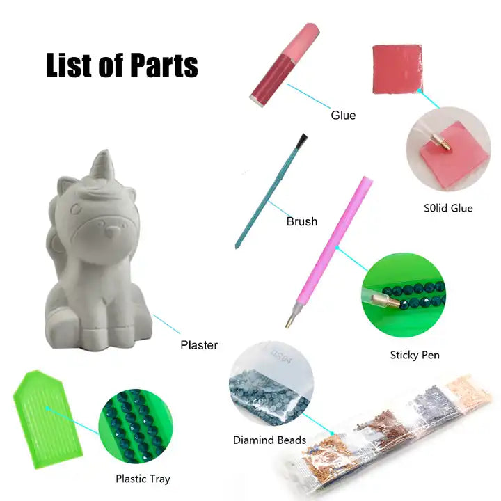 Custom DIY Educational Craft and Art Set ? Unicorn Plaster Diamond Painting Gift for Kids