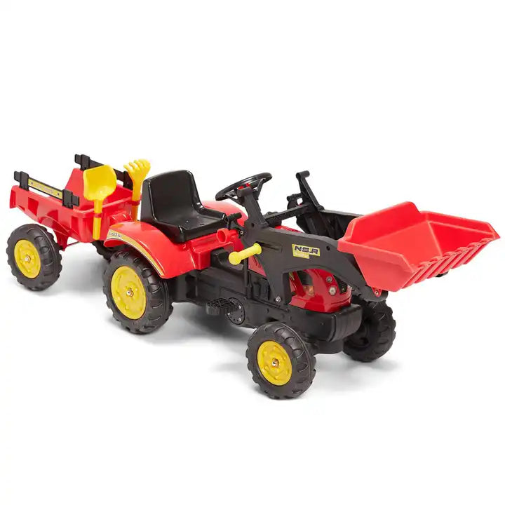 Kids Pedal Tractor Ride-On Toy - Removable Digger Excavator for Children