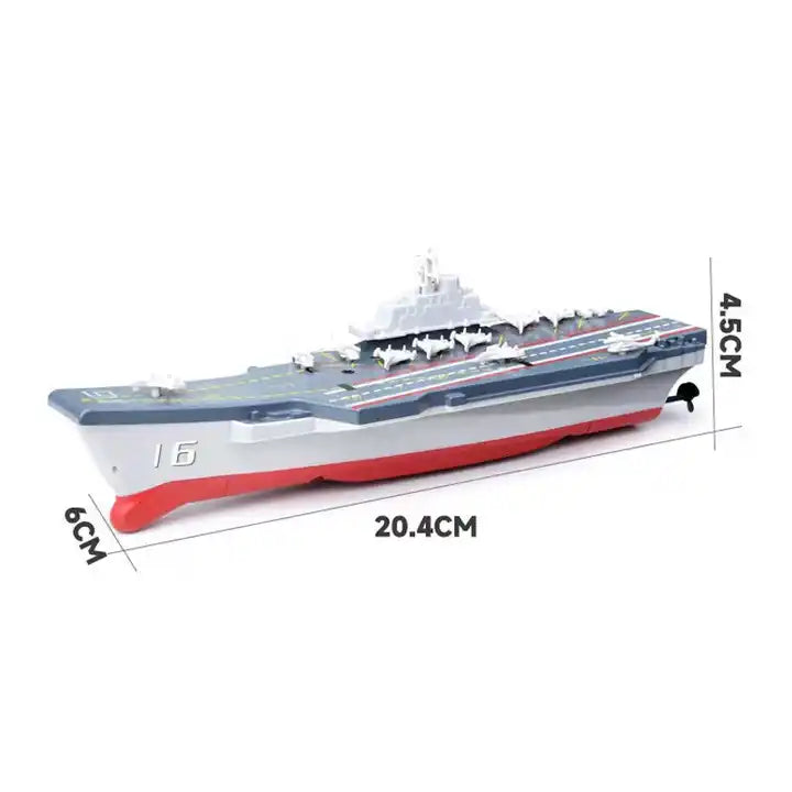 2.4GHz 4CH Remote Control Military Ship Toy - 360 Degree Rotation RC Carrier Ship for Kids