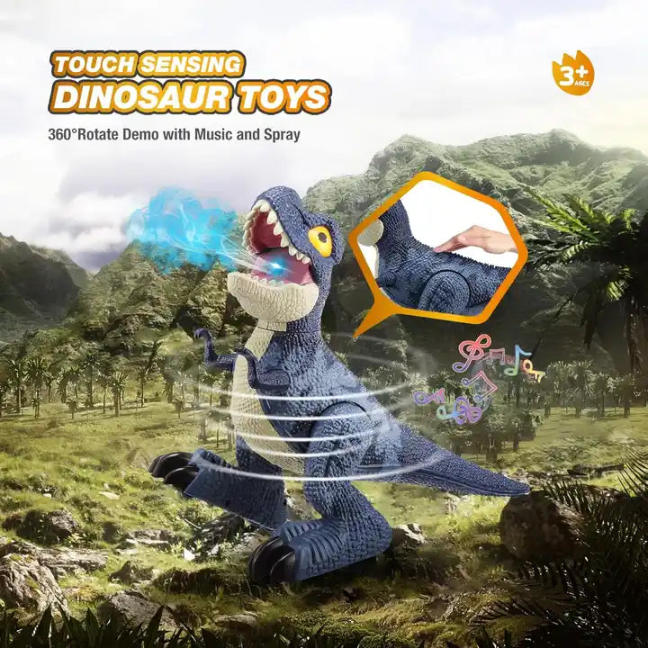 RC Tyrannosaurus Rex Dinosaur Toy with Lights, Music, Auto-Demo, and Spray Functions - Interactive Remote Control Dinosaur Toy for Kids