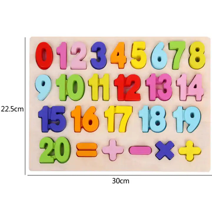 30cm Wooden Educational Jigsaw Toy - Early Learning Puzzle with Alphabet, Digits, and Letters for Babies & Kids