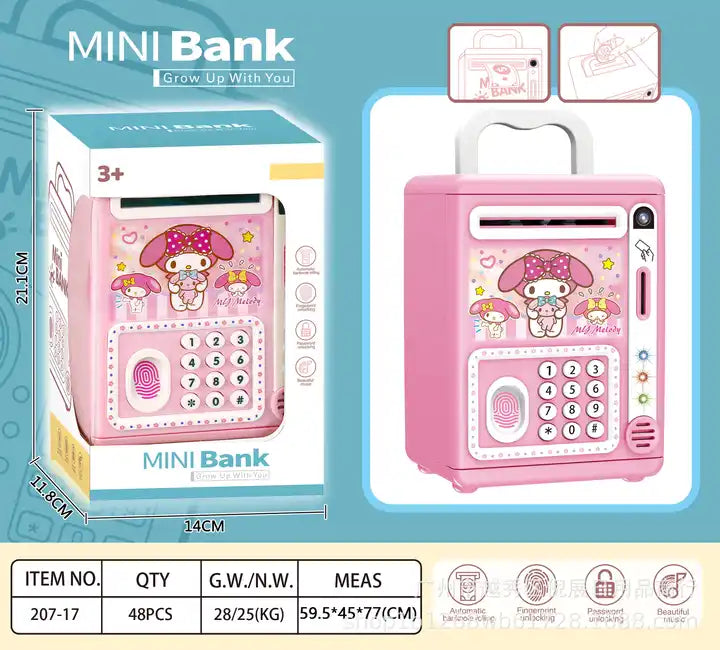 Cartoon My Melody & Cinnamoroll Piggy Bank | Kids' ATM Machine Money Saving Box | Safe Coin Bank for Children