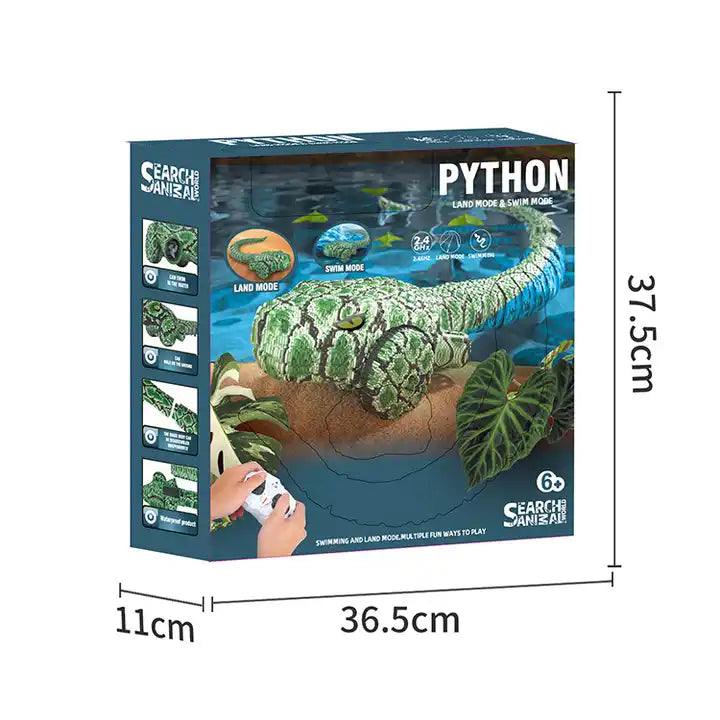 Amphibious Remote Control Python Toy - Land and Water Swimming Snake Simulation