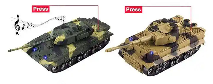 2.4G Remote Control Military Combat Tank with Headlights, Sounds, and 360° Rotation - Kids' Battle Toy Set