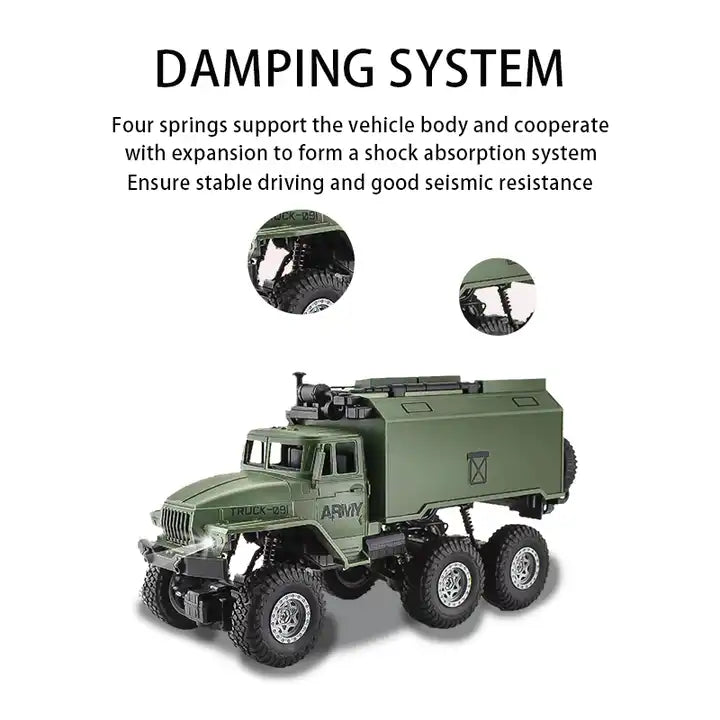 1:16 Scale Remote Control Army Command Car - 27MHz Off-Road Military Truck with Lights