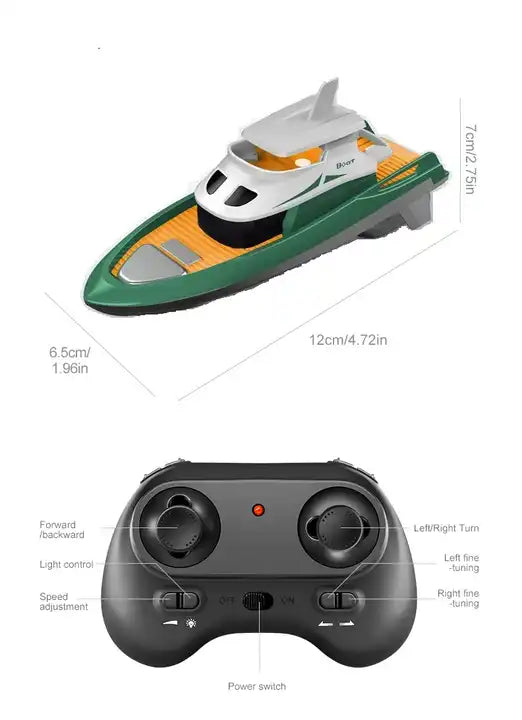 2.4GHz Dual-Mode RC Racing Boat – Waterproof Remote Control Vessel for Kids with Balanced Electric Drive