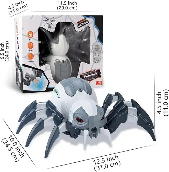 Remote Control Black Widow Spider Toy with Spray Lights and Music - Realistic RC Insect for Kids