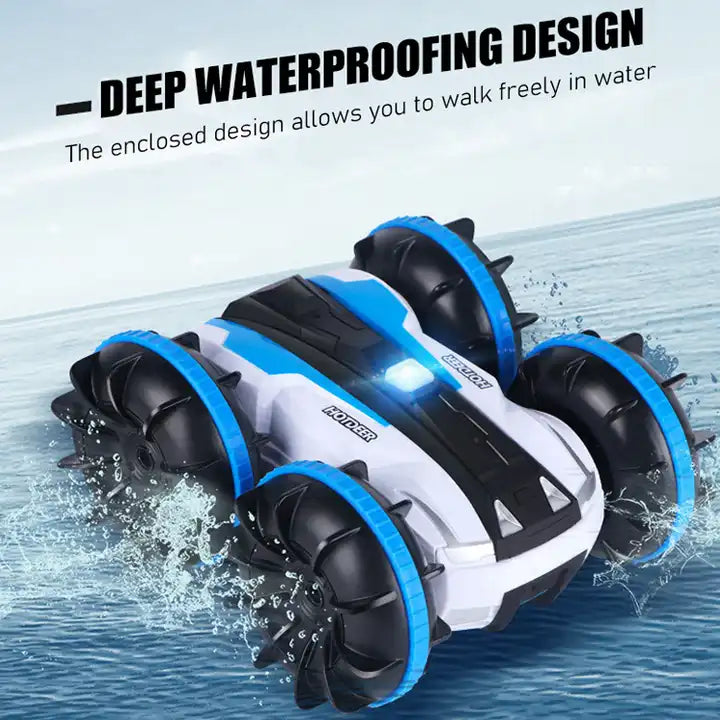 Kids 2.4GHz 4WD Amphibious RC Car Boat - 360° Rotate Stunt Vehicle for Amphibious Racing